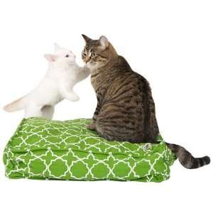  Molly Meow Title Track Cat Duvet   Green & White Lattice 