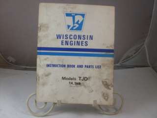 WISCONSIN ENGINE INSTRUCTION BOOK PARTS LIST TJD TH THD Manual  