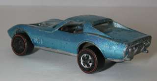 Redline Hotwheels Light Blue 1968 Custom Corvette  