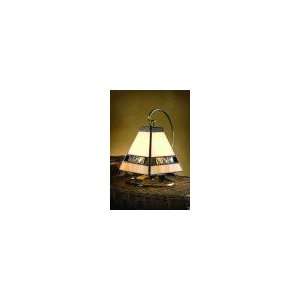  Stained Glass Ivory Moss Green & Bevels Mini Lamp