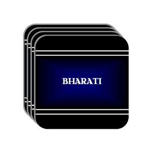 Personal Name Gift   BHARATI Set of 4 Mini Mousepad Coasters (black 