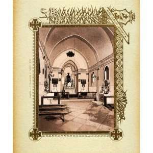  1893 Etching Tiberias Church of St Peter Interior Altar 