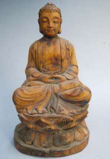 Tibet Tibetan Box wood Shakyamuni Buddha Statue  