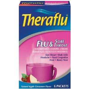 Theraflu Flu & Sore Throat Apple 6ct (Quantity of 5)