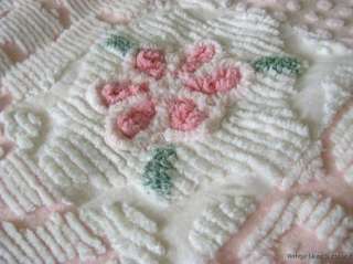 DOWNY SOFT * Cottage PINK FRENCH BONBONS * VINTAGE Chic CHENILLE 