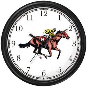  Thoroughbred Racehorse and Jockey Horse Wall Clock by 
