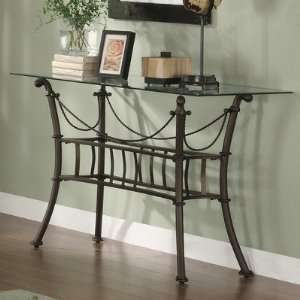  Console Table in Matte Black with Beveled Glass Top