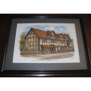   Birthplace, Stratford Upon Avon Watercolor Print 