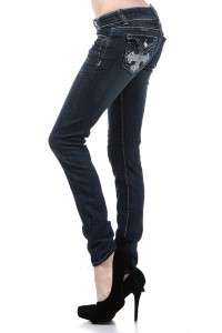 juniors CLASH skinny jeans CROSS thick stitch CRYSTAL rhinestones 31 