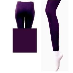 Winter Warm Seamless Thick Fleece Lined Purple Leggings Tights Women 