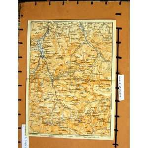  MAP 1912 LOURDES FRANCE HAGNERES MONT PERDU ALPS
