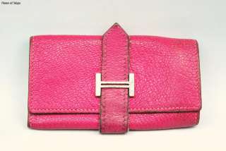 Authentic HERMES Pink Leather BEARN 4 Hook Key Case Holder J  