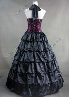 Victorian Gothic Satin Brocaded Dress Gown Prom 113 L  