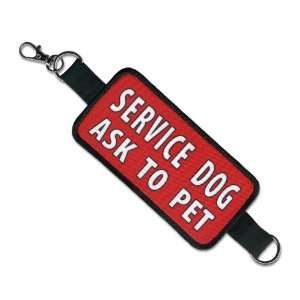 Red SERVICE DOG ASK TO PET Rectangle Patch Velcro Double Sided Leash 