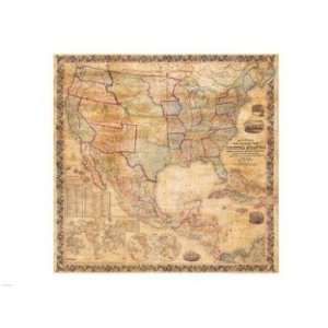   Wall Map of the United States and North America  24 x 18  Poster Print