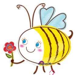 36 Bee with Flower Shape Mylar Balloon   