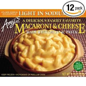 Amys Macaroni & Cheese, Light in Sodium, Organic, 9 Ounce Boxes (Pack 