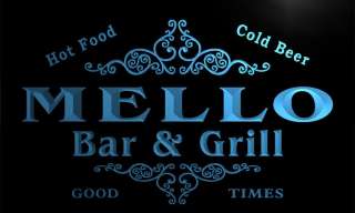 u30154 b MELLO Family Name Bar & Grill Home Brew Beer Neon Sign  