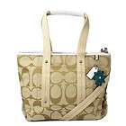 NWT COACH 18855 KYRA SILVER KHAKI WHITE SIGNATURE TOTE SHOULDER CROSS 