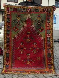 Anatolia Turkish Rug 39 x 56 Antique Hand Woven Mucur Carpet circa 