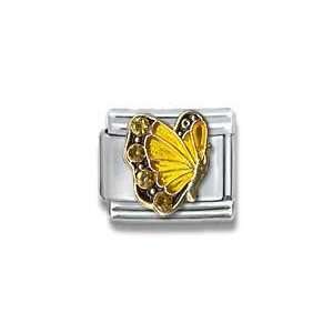   Gold Czech Crystal Butterfly Birthstone Butterfly Italian Charm