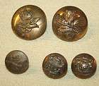 Five Military Uniform Buttons ~ Britain & South Africa