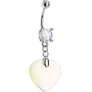  Synthetic Opal Heart Dangle Belly Ring Jewelry