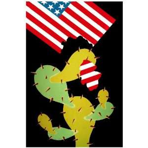 11x 14 Poster. Cactus and U.S flag Poster. Decor with Unusual images 