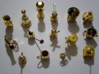 LOT OF 15 VINTAGE BRASS DOLLHOUSE~SHADOW BOX MINIATURES ~ NEW  