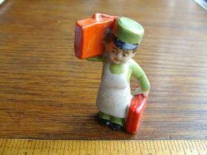 vtg German bisque dollhouse miniature porter bellhop  