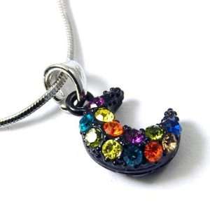  Beautiful Multi Colored Black Crescent Moon Charm Necklace 