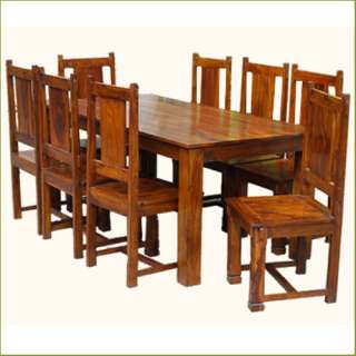 Solid Wood Mission 9 Pc Kitchen Restaurant Dining Table 8 Chairs Set 