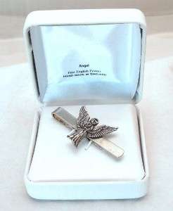 Angel with Wings Spread Tie Clip (slide) in Fine English Pewter, Gift 