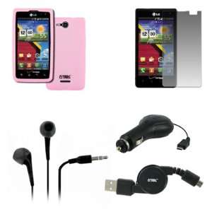  Skin Case Cover (Pink) + 3.5mm Stereo Earbud Headphones (Black 