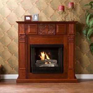  Emerson Carved Gel Fuel Fireplace in Rich Mahogany