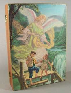 Guardian Angel Children On Bridge Vintage Wooden Box  