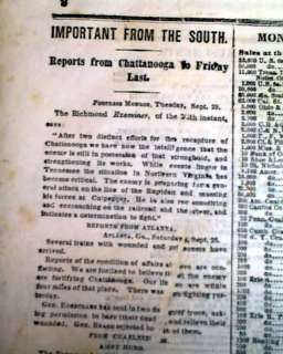NEW ORLEANS LA Charleston SC 1863 Civil War Newspaper  