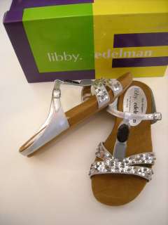 Libby Edelman SILVER JEWELED T Strap Sandals 8.5 NEW  