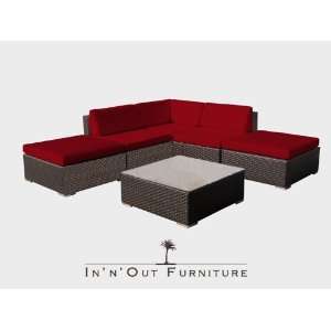   All Weather Couch sofa Set Red cushions  Patio, Lawn