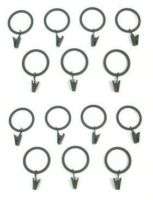 14 NEW DECORATOR CURTAIN RINGS WITH CLIPS   BLACK  