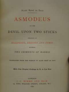 ASMODEUS The Devil Upon Two Sticks LEATHER BOUND Illustrated ANTIQUE 