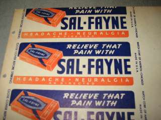 SHEET of 10   SAL FAYNE Headache Medicine MATCHCOVERS  