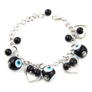  Evil Eye Dangle Charm Bracelet with Glass Beads Jewelry