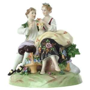  Vintage continental Figural group of lovers with flowers 