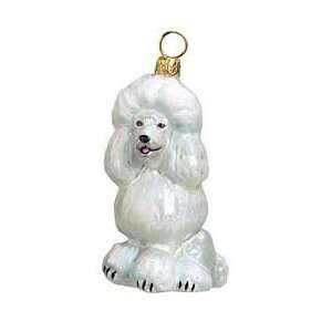  Blown Glass White Poodle Christmas Ornament