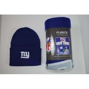 New York Giants Gift Set   Blue Cuffed Beanie Cap   Fleece 
