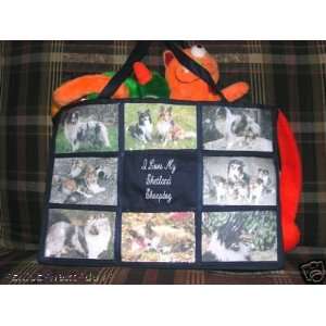   Sheepdogs Personalized Dog Photo Tote Bag Navy Blue
