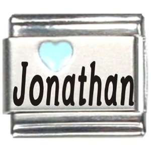  Jonathan Light Blue Heart Laser Name Italian Charm Link 