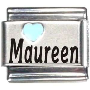  Maureen Light Blue Heart Laser Name Italian Charm Link 