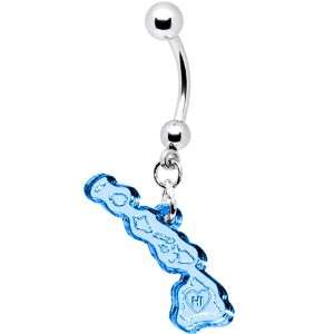  Light Blue State of Hawaii Belly Ring Jewelry